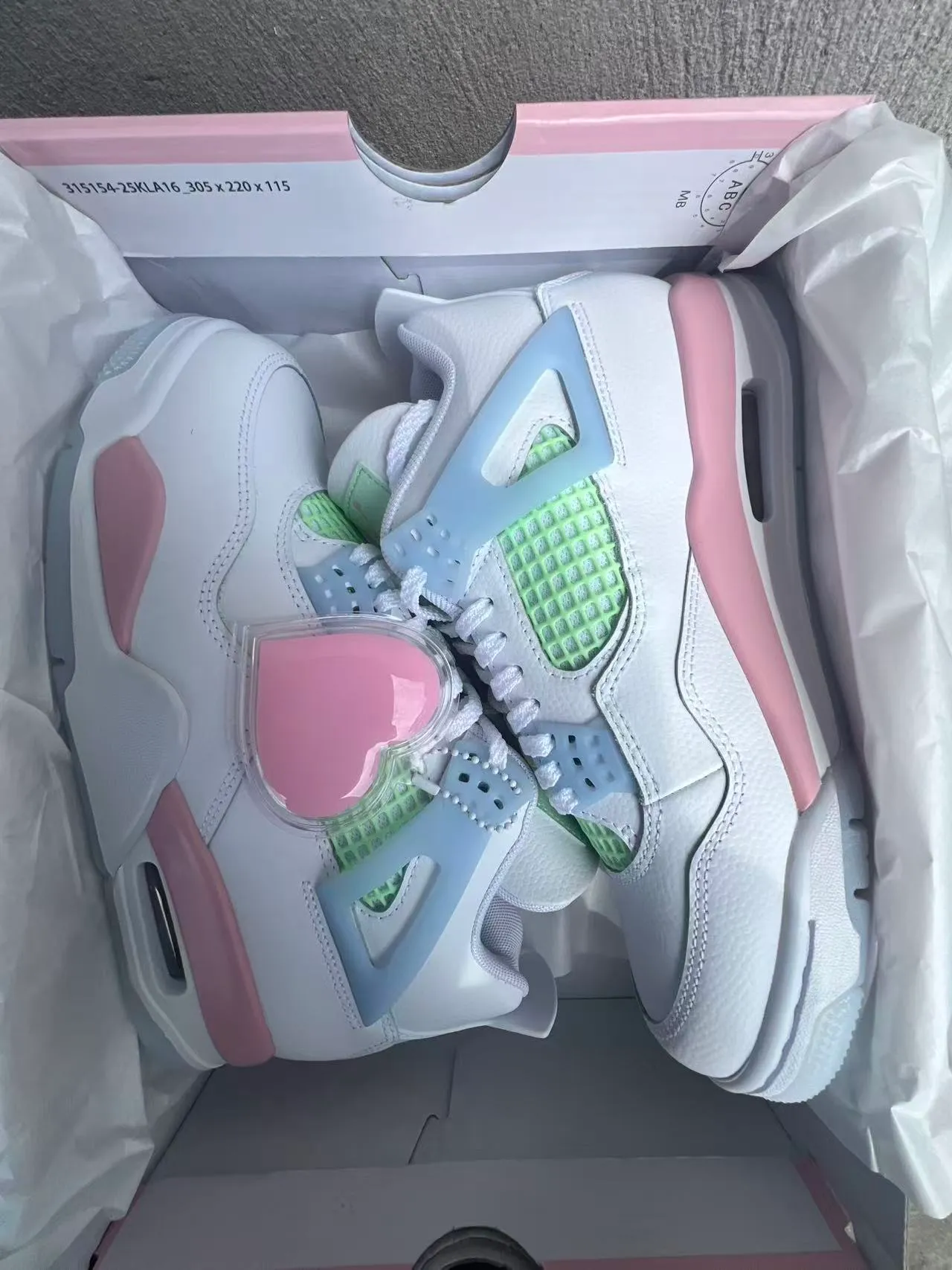 Air Jordan 4 White Pink Mint Blue Basketball Shoes 9