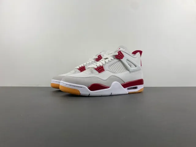 Air Jordan 4 White Red Gum Basketball Shoes 10