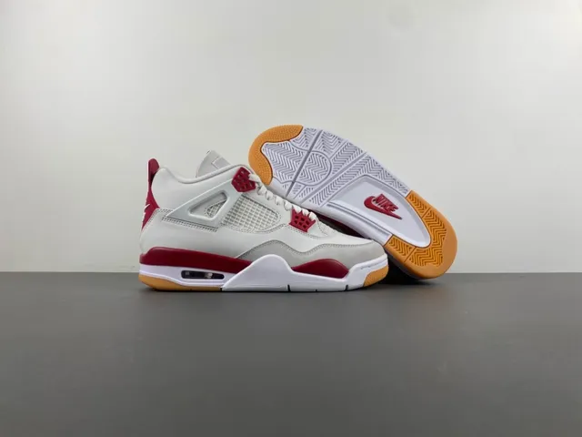Air Jordan 4 White Red Gum Basketball Shoes 12