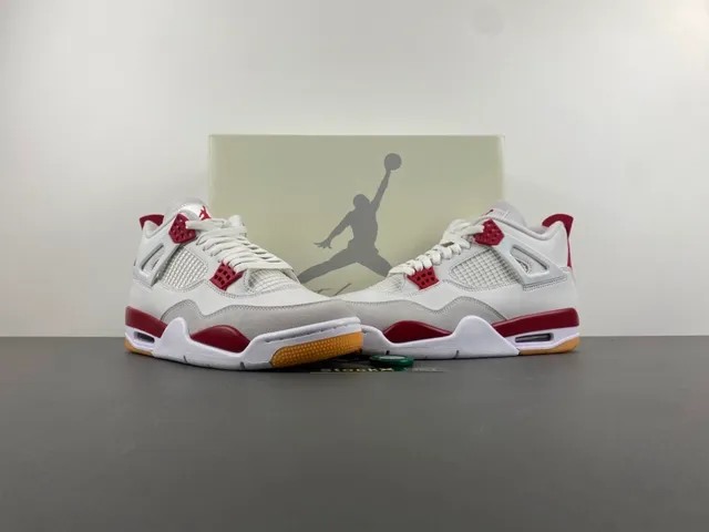Air Jordan 4 White Red Gum Basketball Shoes 13