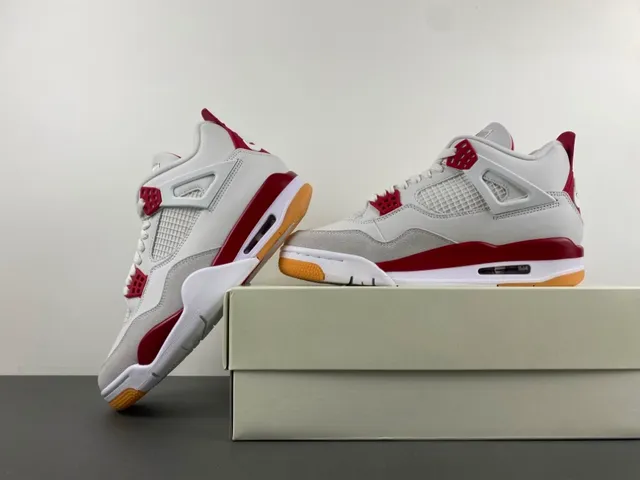 Air Jordan 4 White Red Gum Basketball Shoes 14