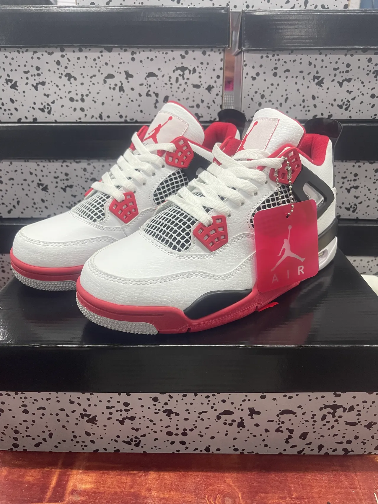 Air Jordan 4 White University Red Black Basketball Shoes 2
