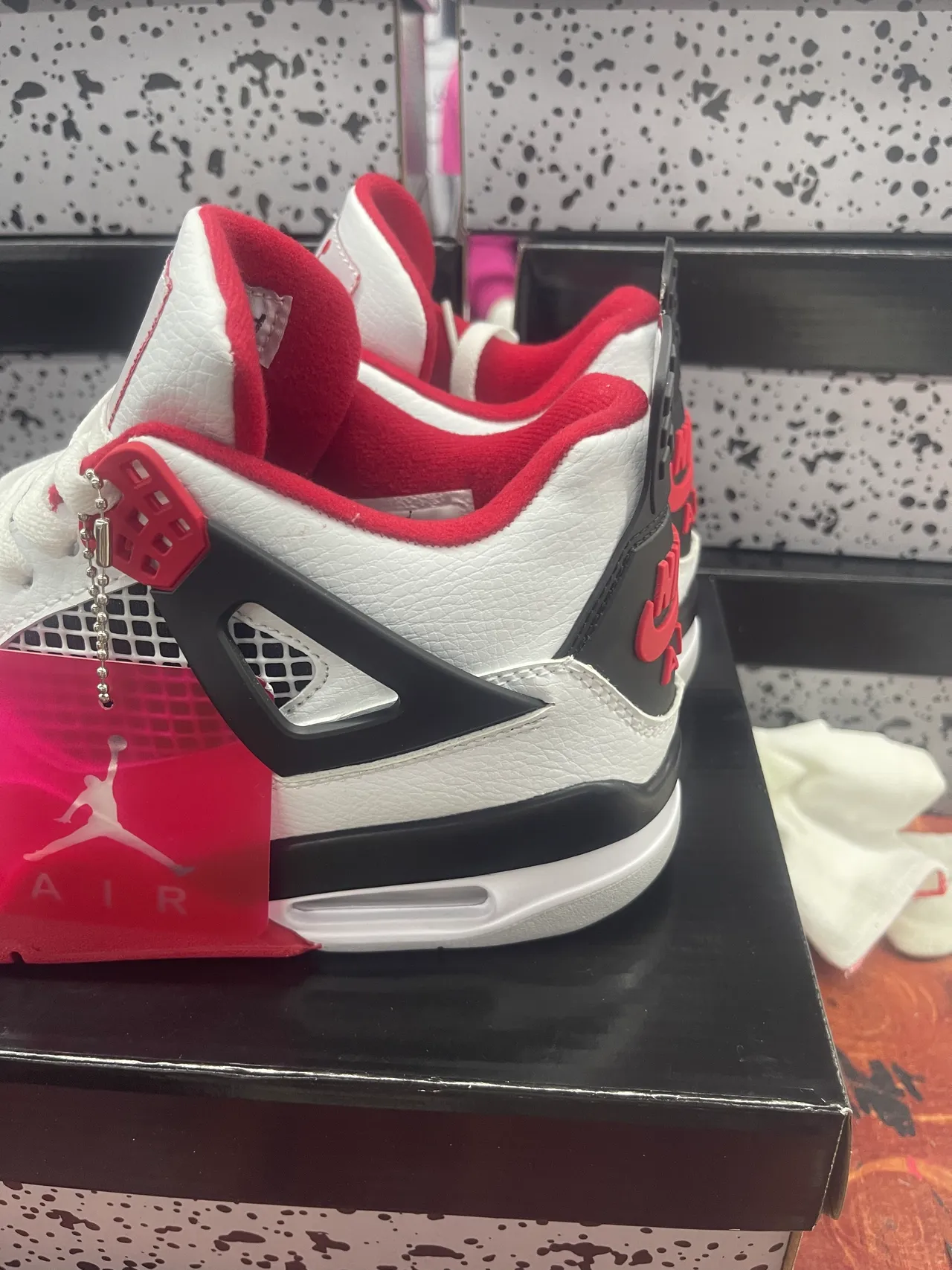 Air Jordan 4 White University Red Black Basketball Shoes 3