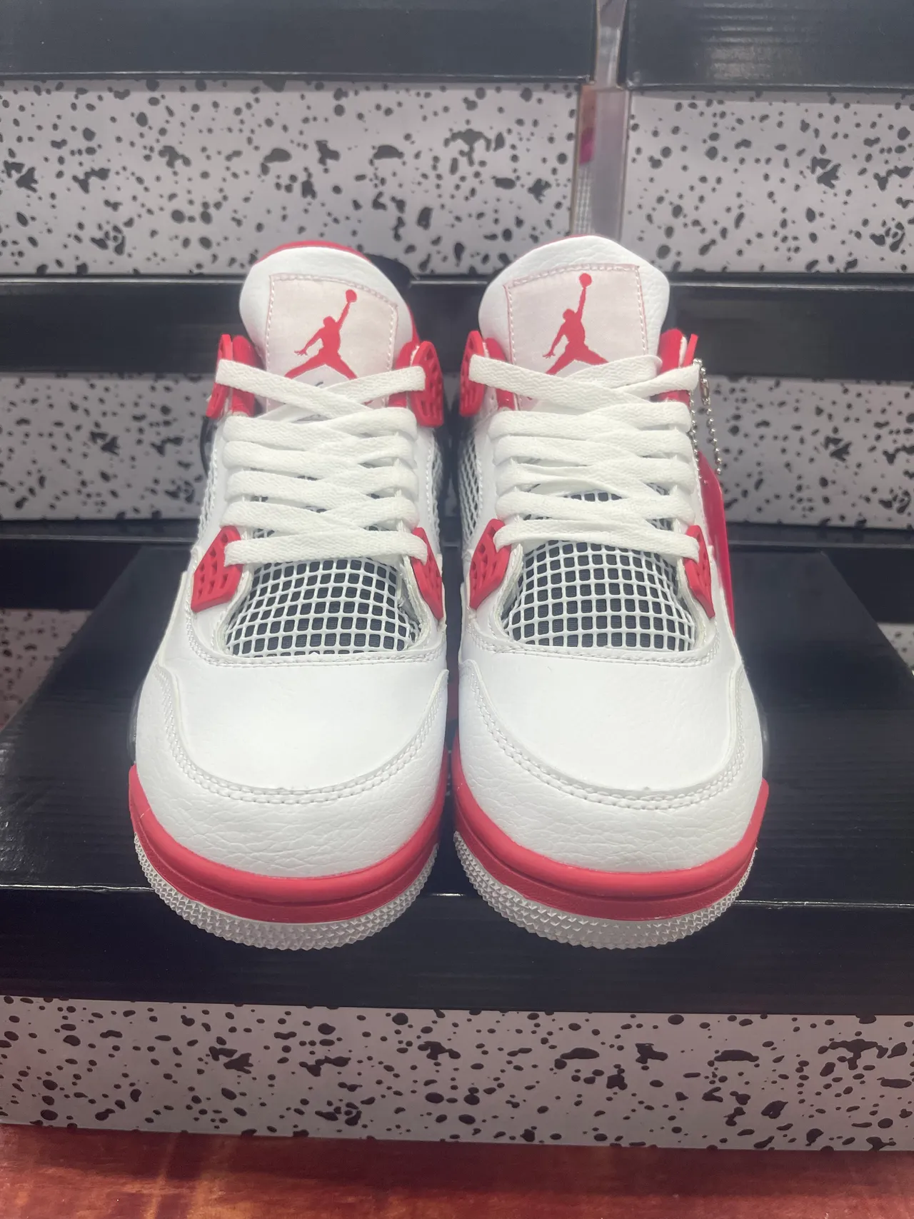 Air Jordan 4 White University Red Black Basketball Shoes 6