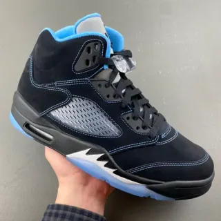 Air Jordan 5 Black Light Blue Basketball Shoes