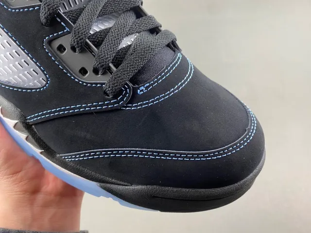 Air Jordan 5 Black Light Blue Basketball Shoes 2