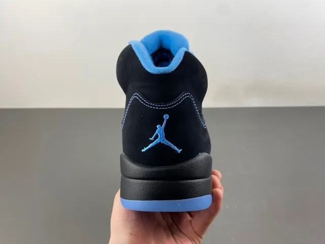 Air Jordan 5 Black Light Blue Basketball Shoes 4