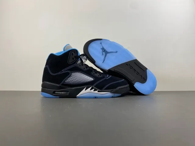Air Jordan 5 Black Light Blue Basketball Shoes 12