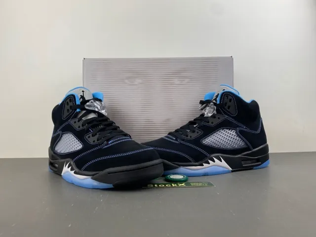 Air Jordan 5 Black Light Blue Basketball Shoes 13