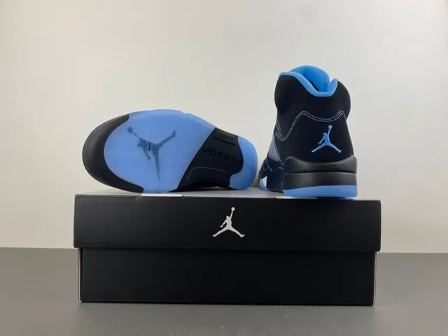 Air Jordan 5 Black Light Blue Basketball Shoes 16