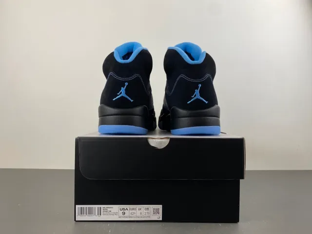 Air Jordan 5 Black Light Blue Basketball Shoes 17