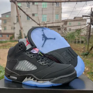Air Jordan 5 Black Light Blue Red Basketball Shoes