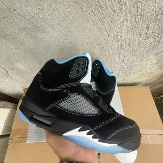 Air Jordan 5 Black Light Blue White Basketball Shoes