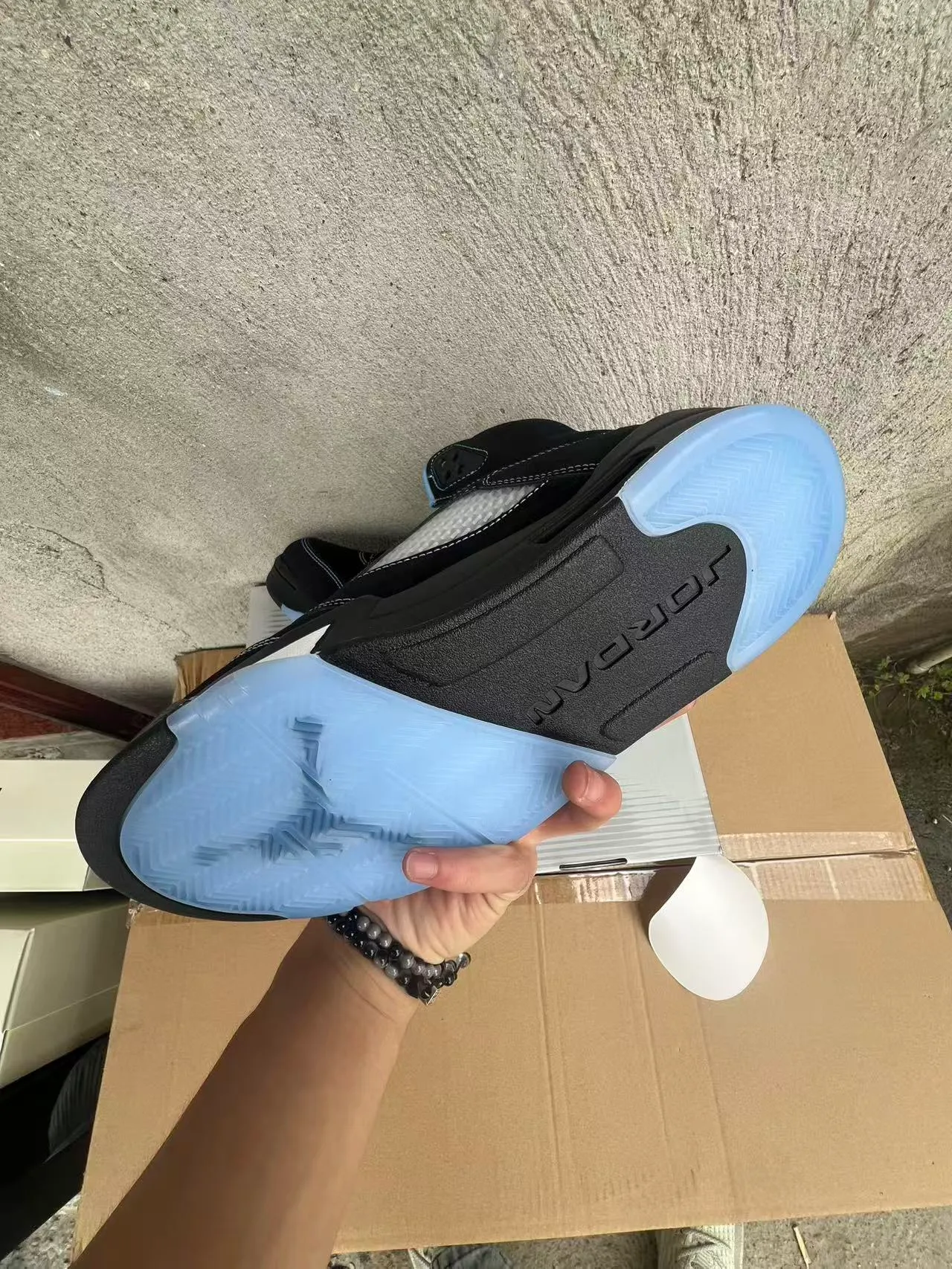 Tênis de basquete Air Jordan 5 preto azul claro branco 6