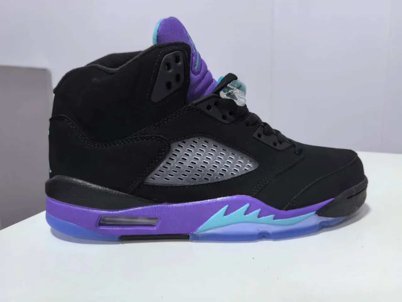 Air Jordan 5 Black Purple Teal Basketball Shoes 3