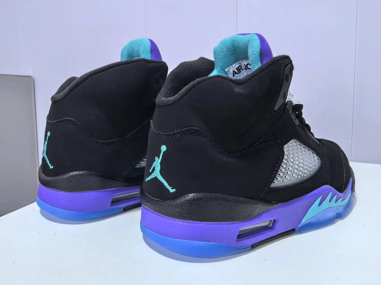 Air Jordan 5 Black Purple Teal Basketball Shoes 4