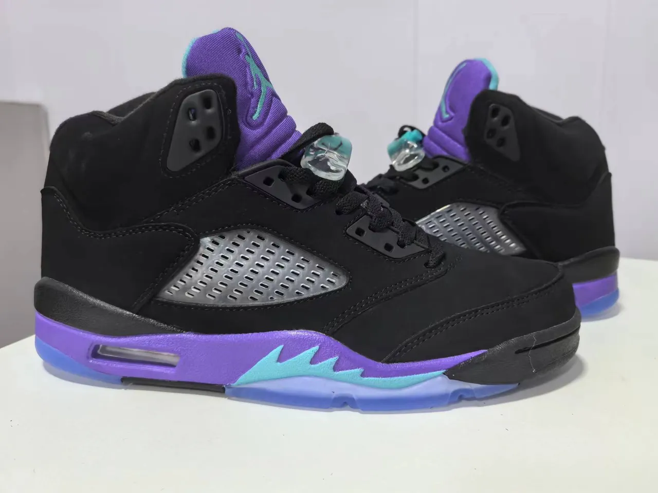 Air Jordan 5 Black Purple Teal Basketball Shoes 5