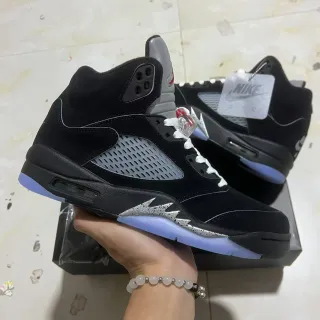 Air Jordan 5 Black Silver Light Blue Basketball Shoes