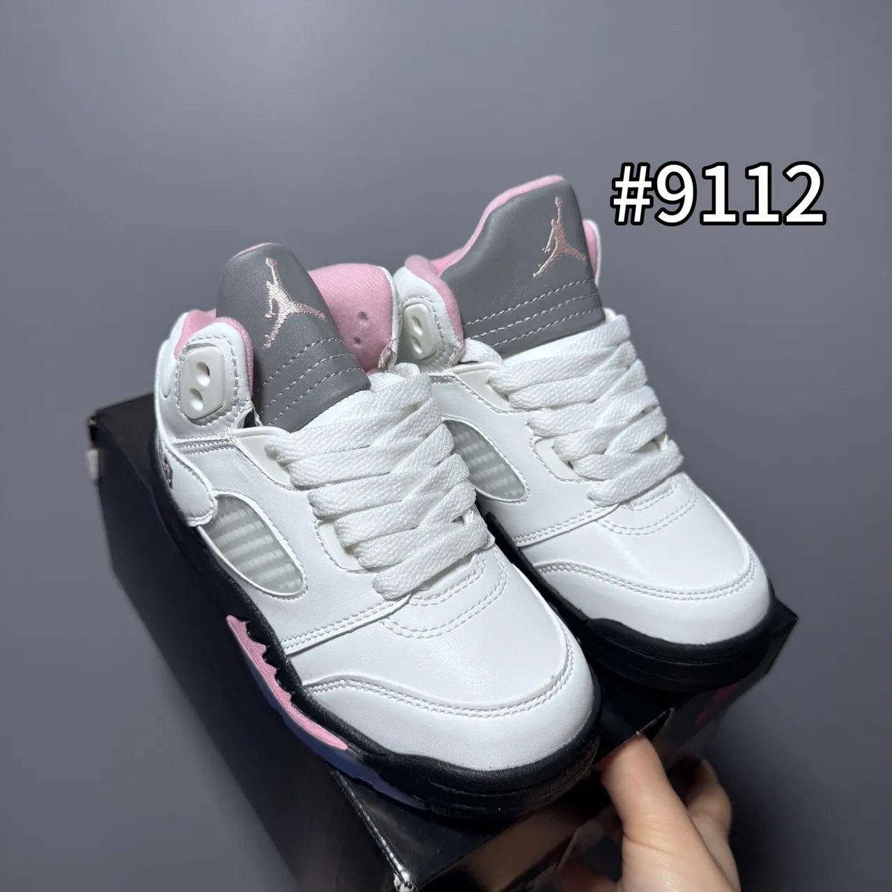 Air Jordan 5 Noir Blanc Rouge Chaussures de basketball pour enfant 9