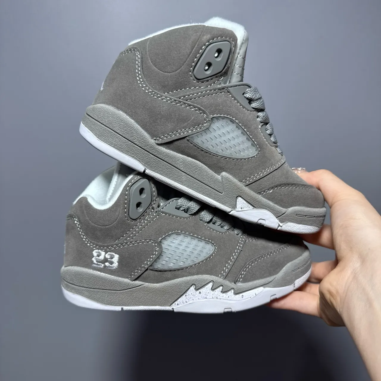 Air Jordan 5 Noir Blanc Rouge Chaussures de basketball pour enfant 14