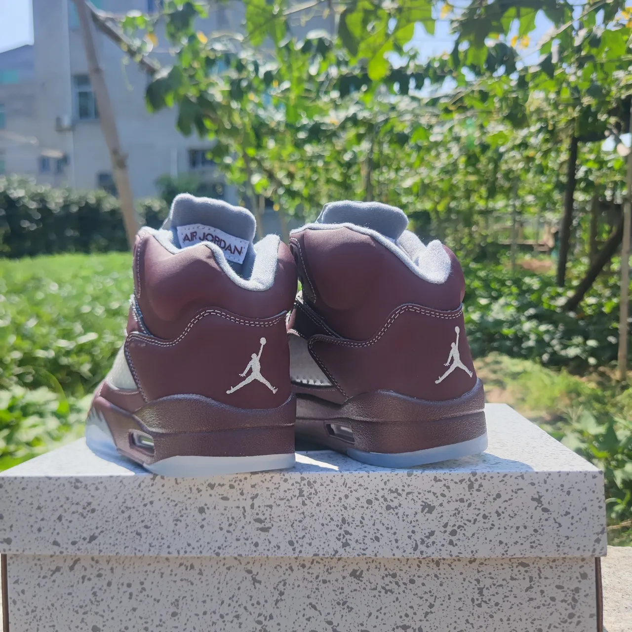 Air Jordan 5 Burgundy White Perforated Mesh Basketball Shoes 2