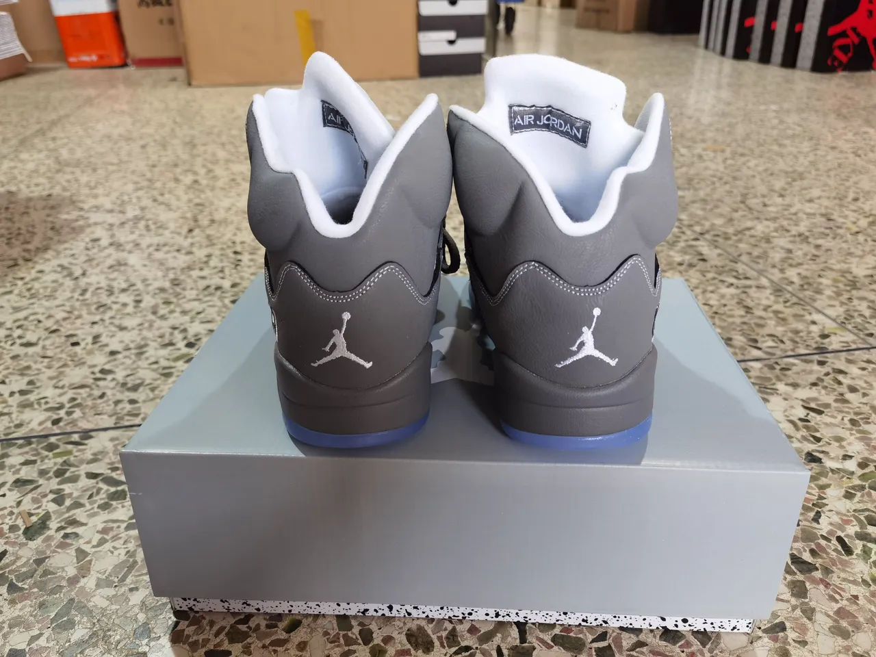 Chaussures de basketball Air Jordan 5 gris blanc bleu translucide 3