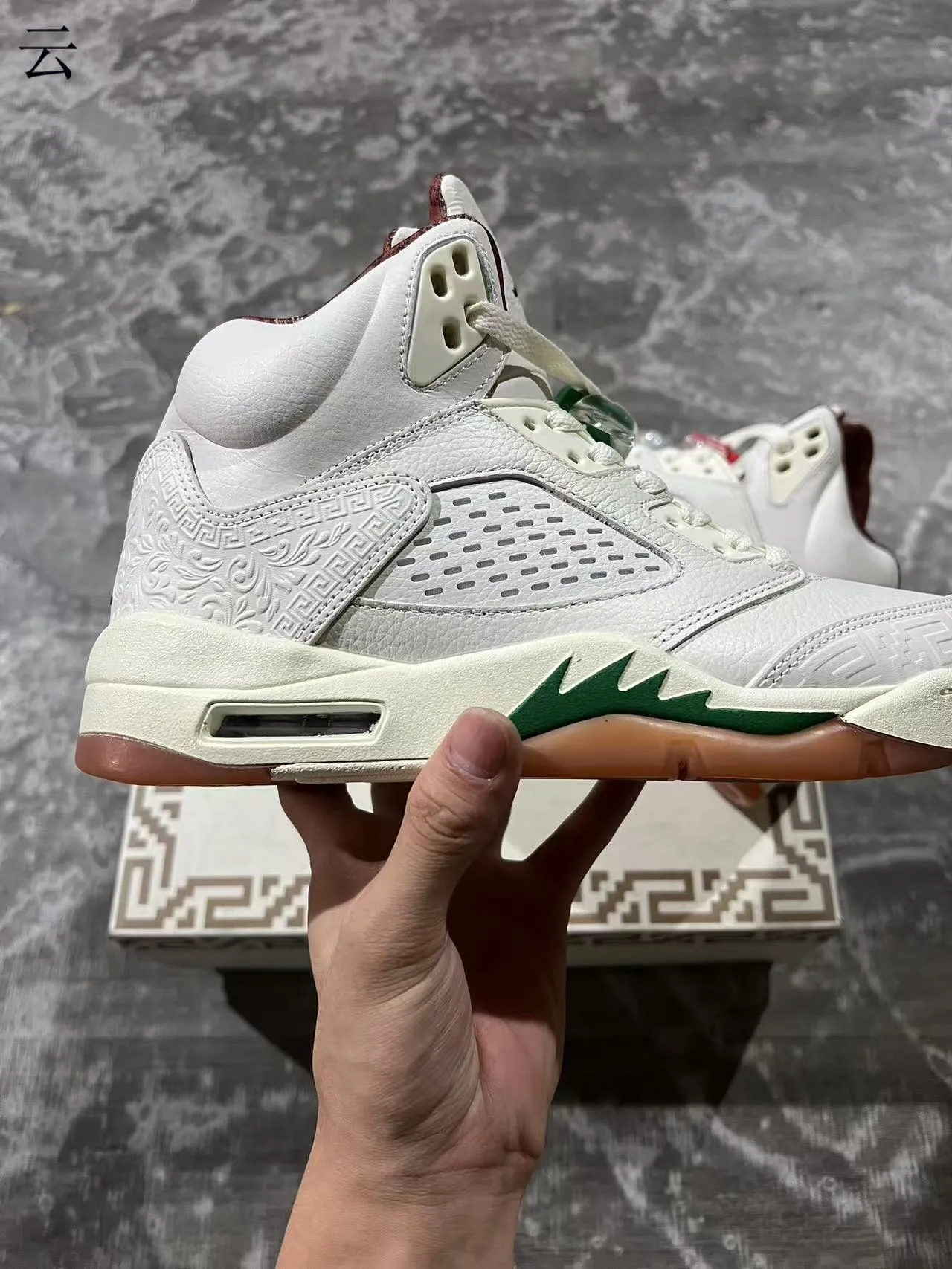 Air Jordan 5 Off-White Green Lightning Bolt Basketball Shoes 7