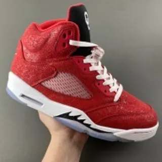 Air Jordan 5 Red White Black Basketball Shoes