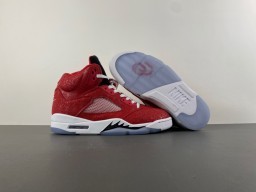 Air Jordan 5 Red White Black Basketball Shoes 12