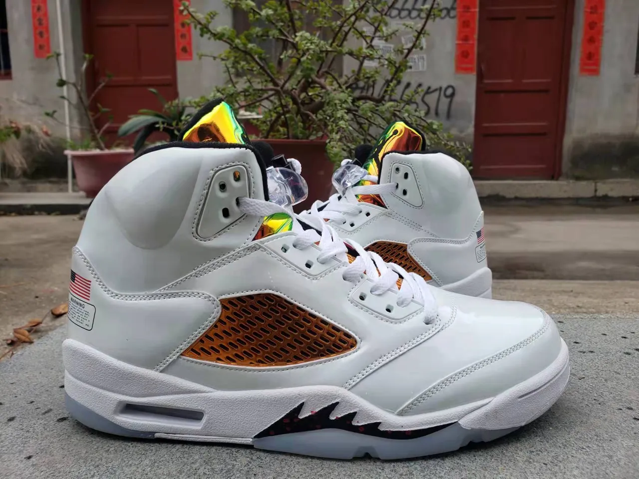 Air Jordan 5 White Gold Iridescent Basketball Shoes 5