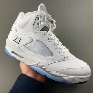 Air Jordan 5 White Light Blue Basketball Shoes