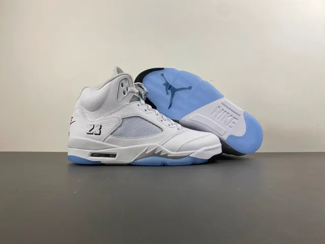 Air Jordan 5 White Light Blue Basketball Shoes 13