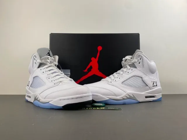 Air Jordan 5 White Light Blue Basketball Shoes 14