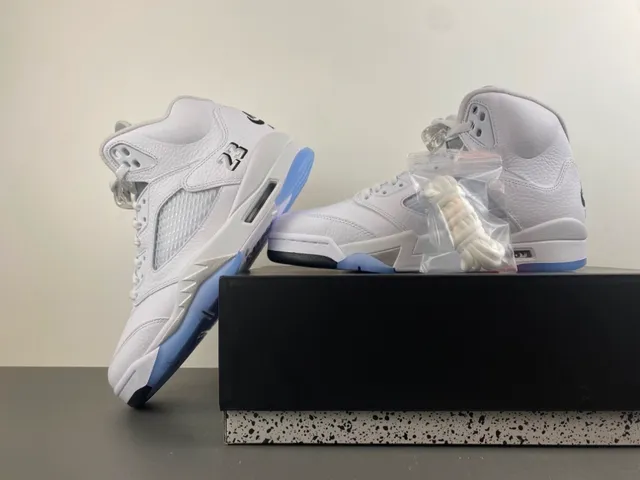 Air Jordan 5 White Light Blue Basketball Shoes 15