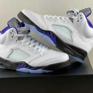 Air Jordan 5 White Purple Basketball Shoes