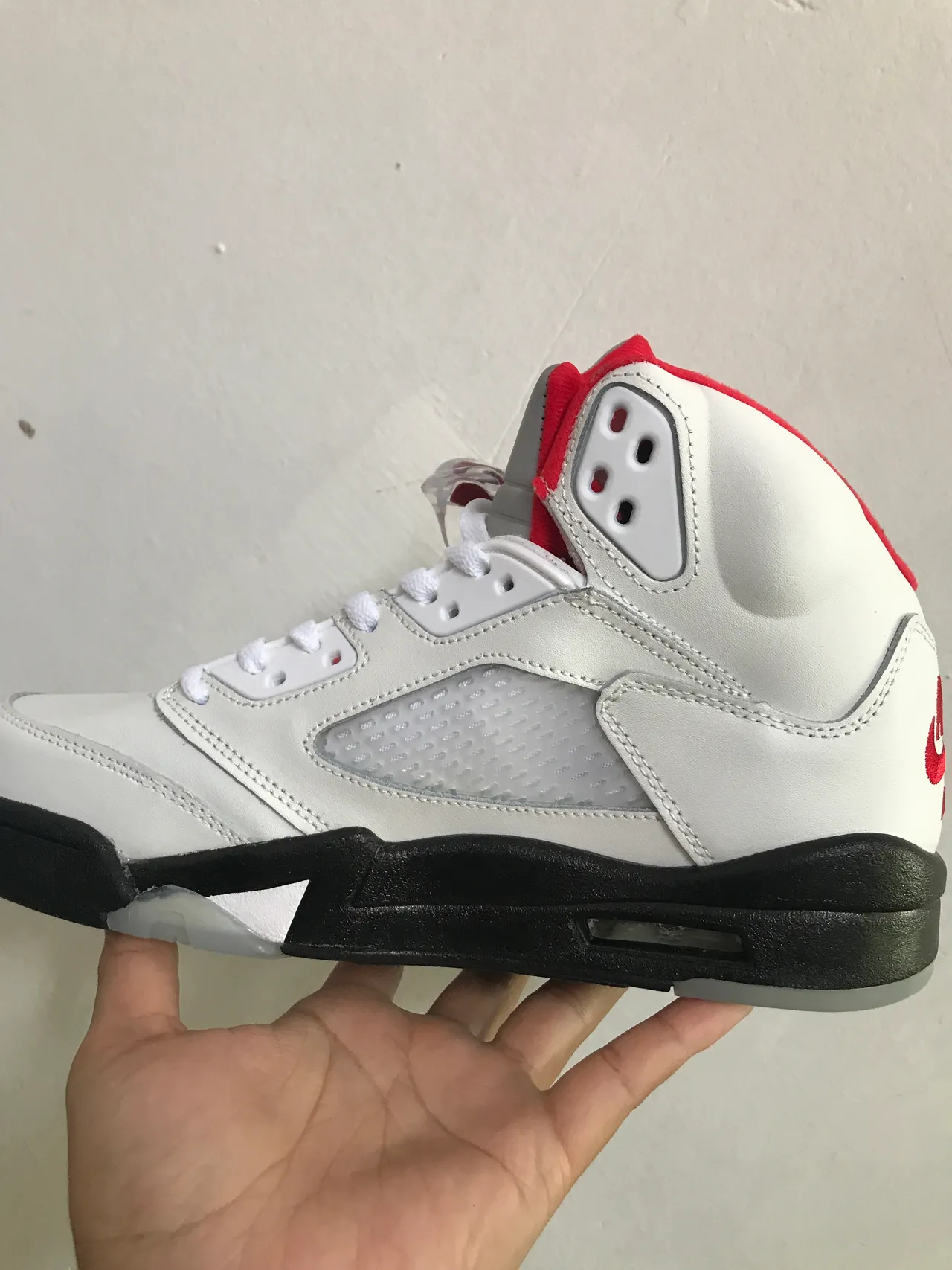 Air Jordan 5 White Red Black Basketball Shoes 2
