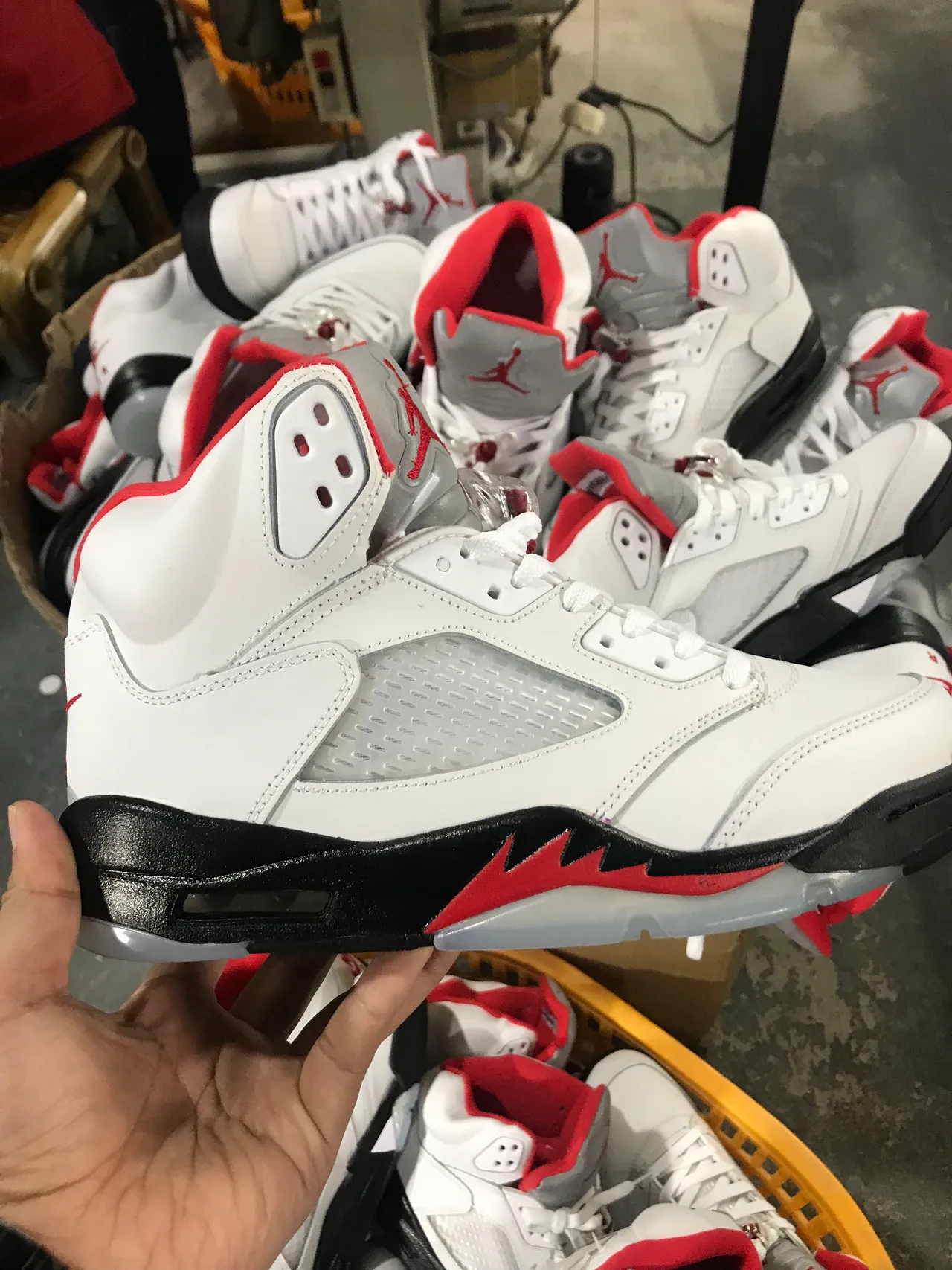 Air Jordan 5 White Red Black Basketball Shoes 5