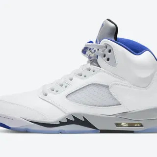 Air Jordan 5 Blanco Azul Real Negro Zapatos de Baloncesto