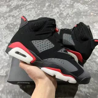 Air Jordan 6 Zapatos de Baloncesto Negro Rojo Gris