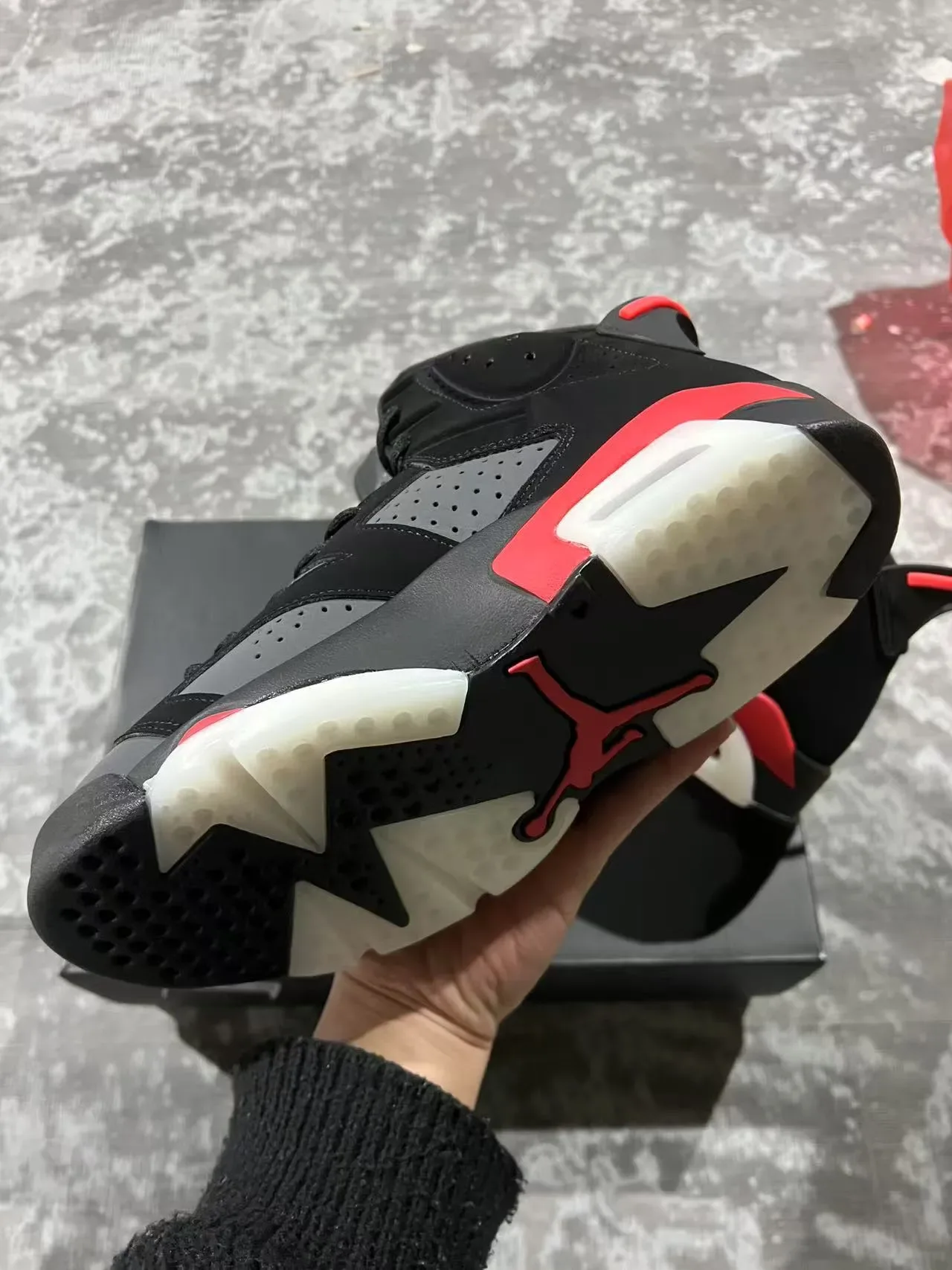 Air Jordan 6 Chaussures de Basketball Noir Rouge Gris 6