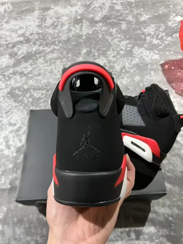 Air Jordan 6 Chaussures de Basketball Noir Rouge Gris 8