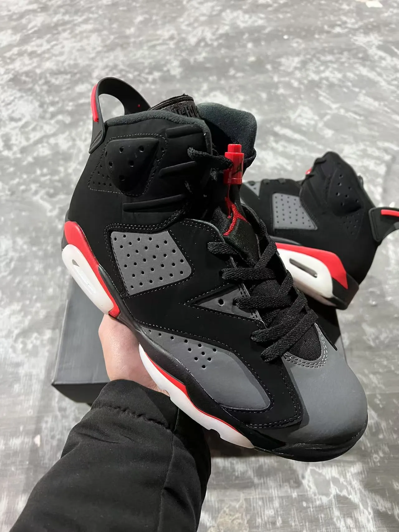 Air Jordan 6 Black Red White Basketball Shoes 2