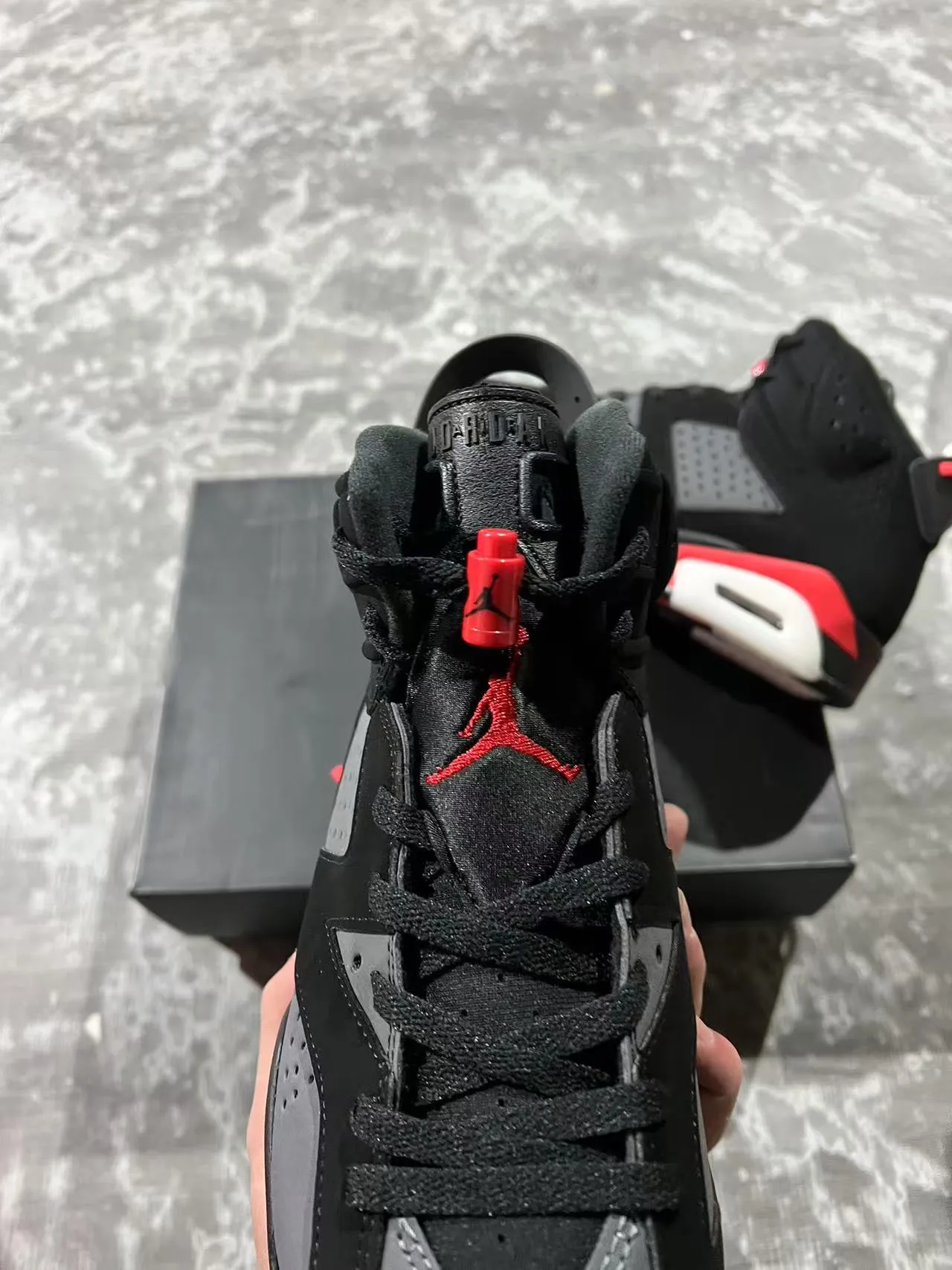 Air Jordan 6 Black Red White Basketball Shoes 4