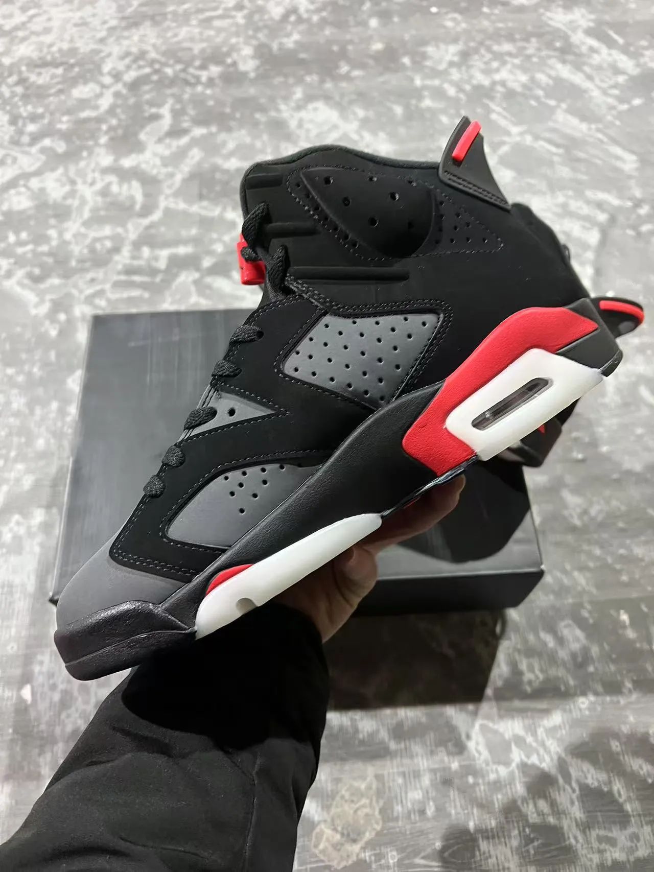 Air Jordan 6 Black Red White Basketball Shoes 5