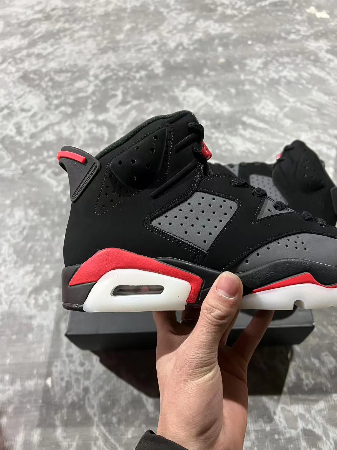 Air Jordan 6 Black Red White Basketball Shoes 7