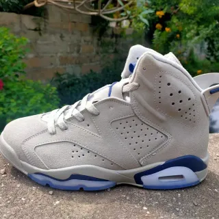 Air Jordan 6 Gray and Navy Basketball Shoes