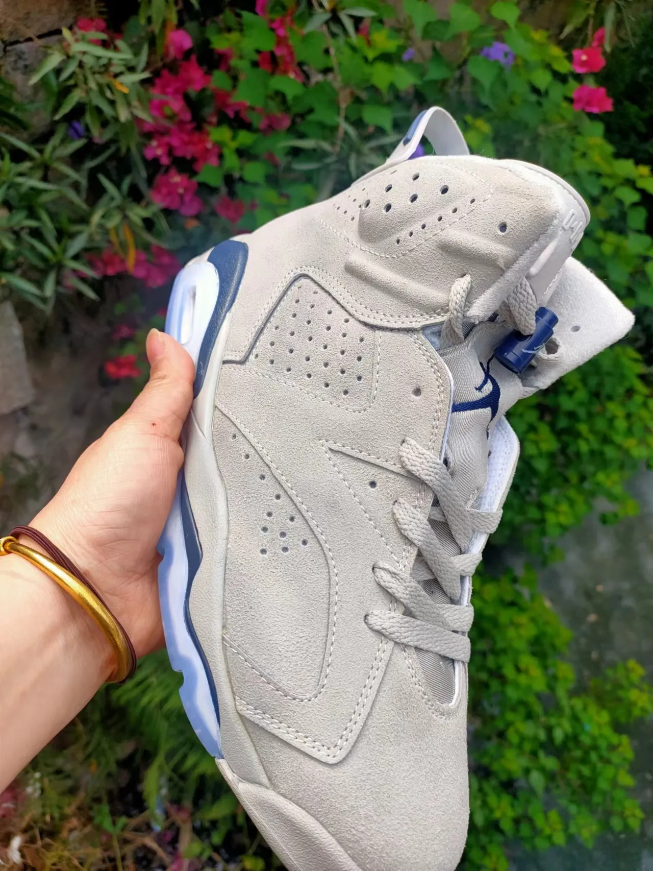 Air Jordan 6 Gray and Navy Basketball Shoes 4