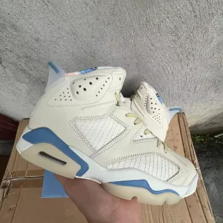 Air Jordan 6 Off-White and Light Blue Basketball Shoes