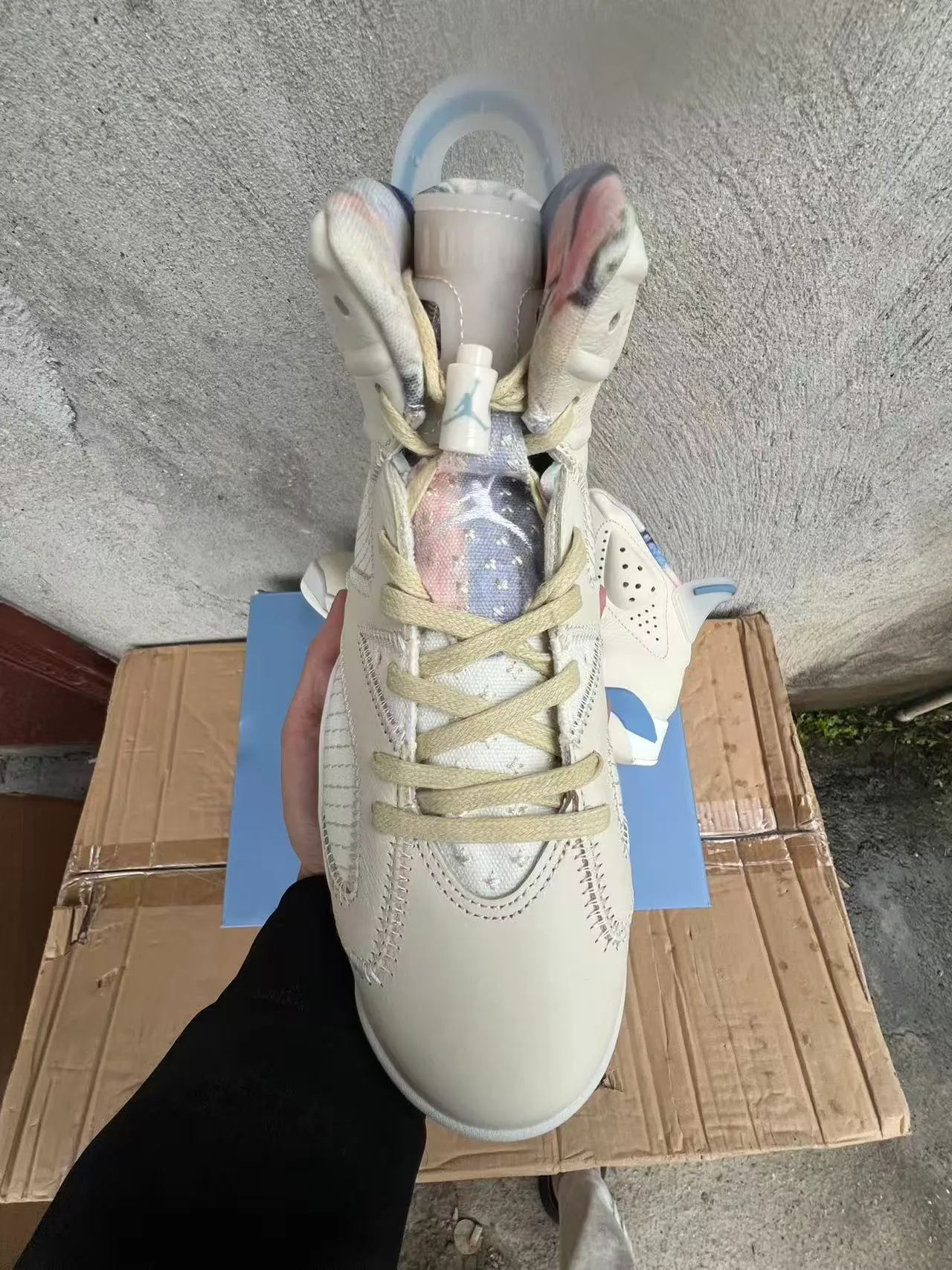 Air Jordan 6 Off-White and Light Blue Basketball Shoes 3