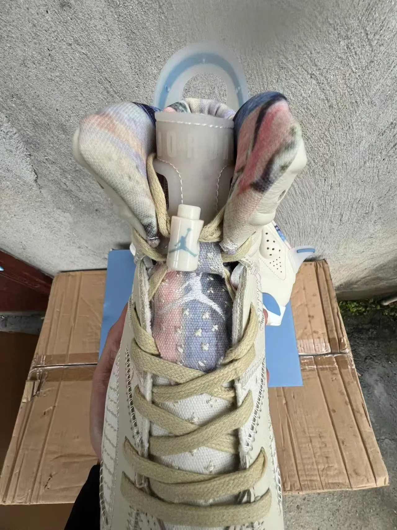 Air Jordan 6 Off-White and Light Blue Basketball Shoes 4